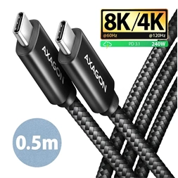 Axagon BUCM4X-CM05AB NewGEN+ 0,5m USB-C Gen 3×2 240W adat- és töltőkábel