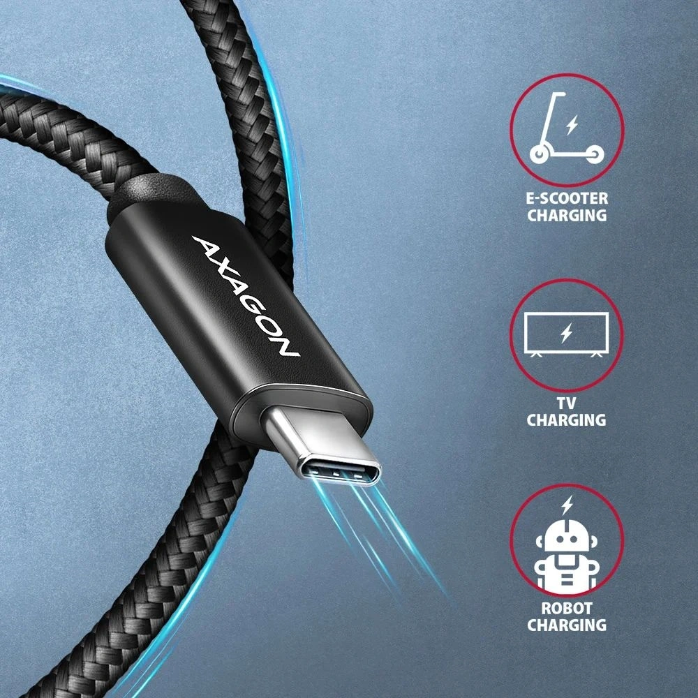 Axagon BUCM4X-CM05AB NewGEN+ 0,5m USB-C Gen 3×2 240W adat- és töltőkábel
