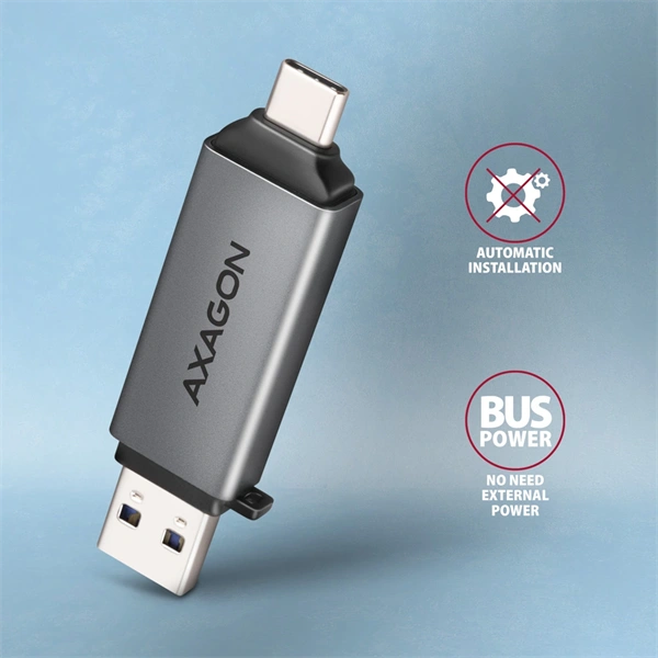 Axagon CRE-DAC Mobil USB 3.2 Gen 1 USB-C + USB-A SD/microSD mini kártyaolvasó