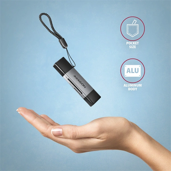 Axagon CRE-DAC Mobil USB 3.2 Gen 1 USB-C + USB-A SD/microSD mini kártyaolvasó