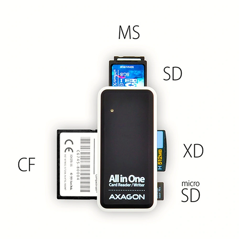 Axagon CRE-X1 USB 2.0 SD/microSD/MS/CF/XD kártyaolvasó