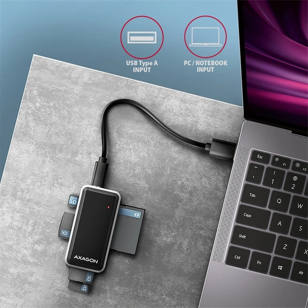 Axagon CRE-X1 USB 2.0 SD/microSD/MS/CF/XD kártyaolvasó