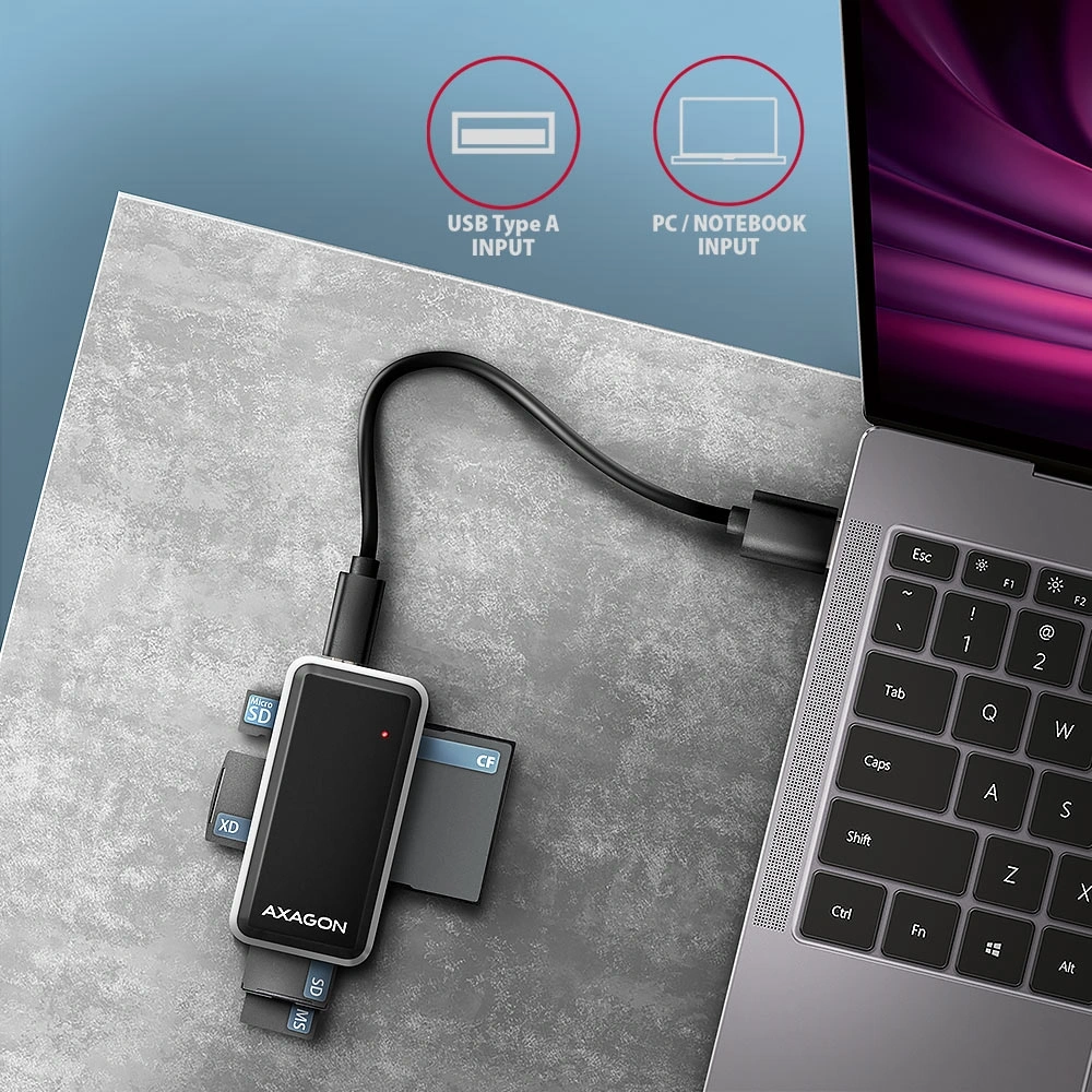 Axagon CRE-X1 USB 2.0 SD/microSD/MS/CF/XD kártyaolvasó
