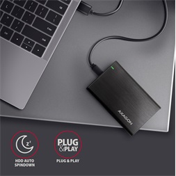 Axagon EE25-A6C USB 3.2 fekete csavar nélküli külső alumínium 2,5" HDD/SSD ház