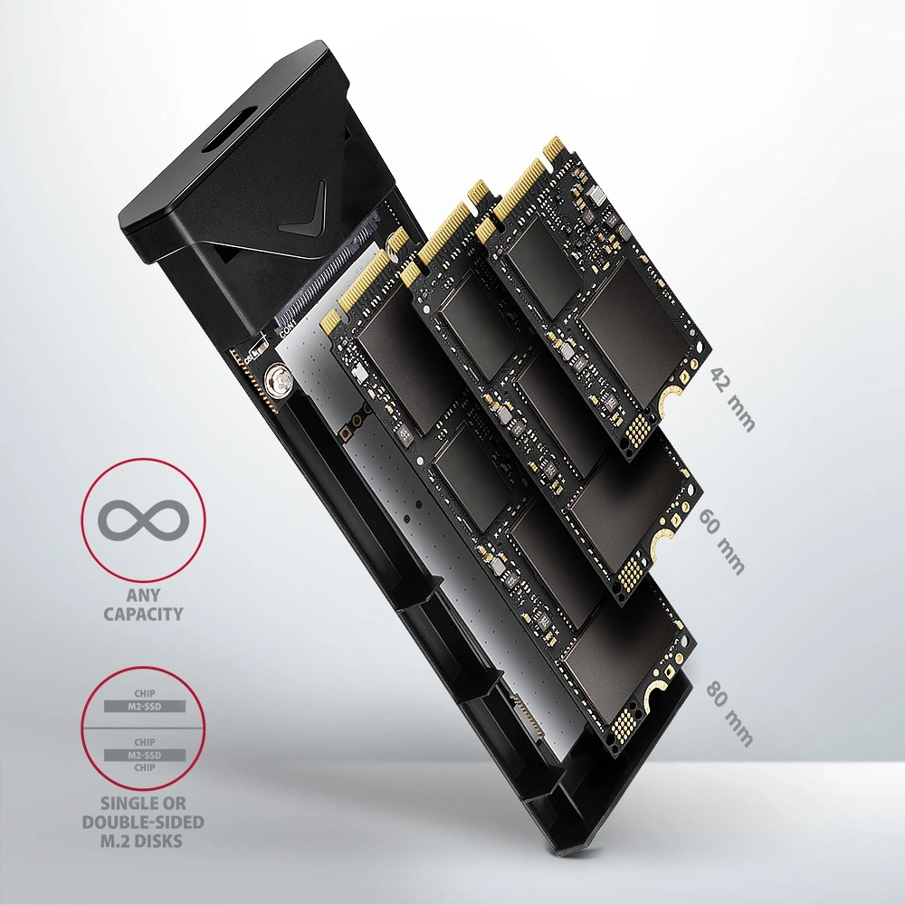 Axagon EEM2-UG2 USB-C 3.2 NVME M2 fekete ház