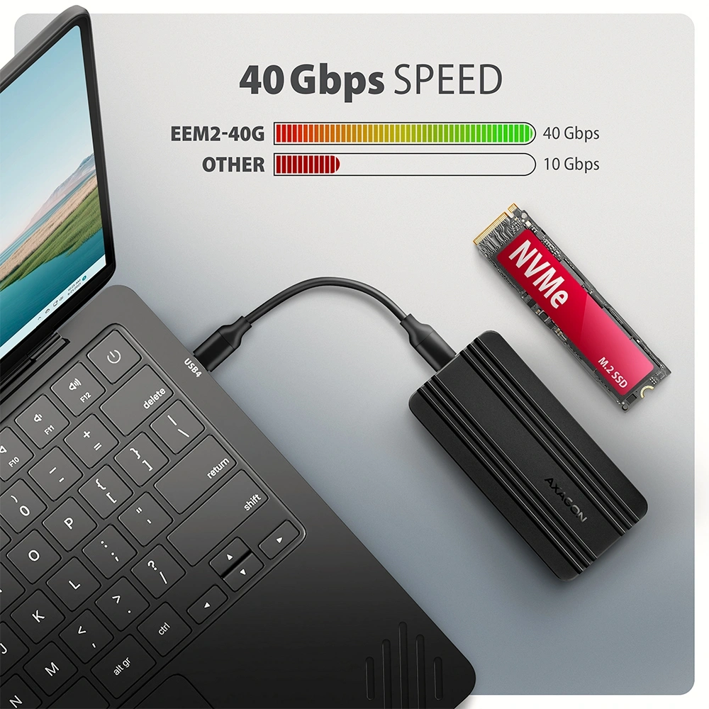 Axagon EEM2-40G M.2 NVMe SSD-hez USB-C 40Gbps külső ház