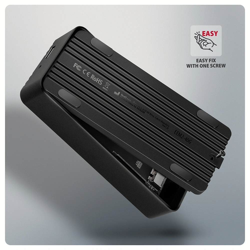 Axagon EEM2-40G M.2 NVMe SSD-hez USB-C 40Gbps külső ház