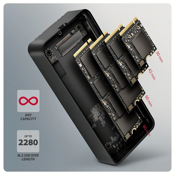 Axagon EEM2-40G M.2 NVMe SSD-hez USB-C 40Gbps külső ház