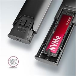 Axagon EEM2-GTS2 USB-C 3.2 Gen 2 M.2 NVMe/SATA szürke csavar nélküli külső SSD ház