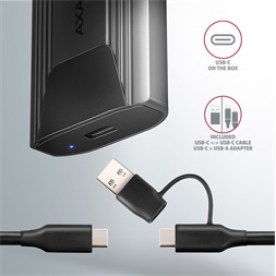 Axagon EEM2-GTS2 USB-C 3.2 Gen 2 M.2 NVMe/SATA szürke csavar nélküli külső SSD ház