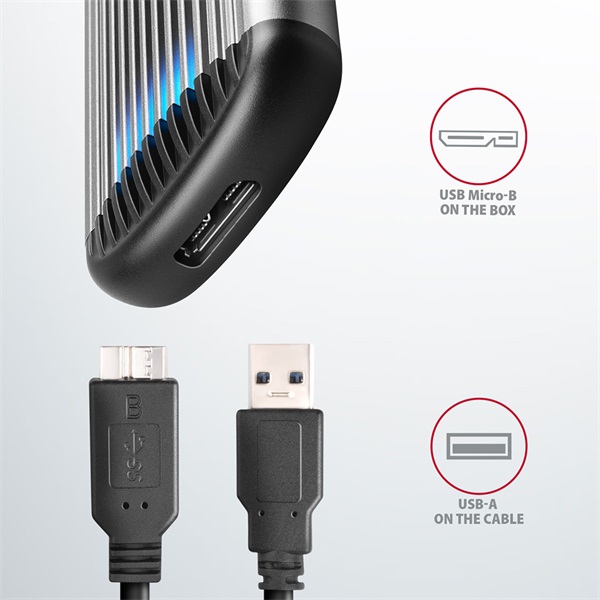 Axagon EEM2-SA USB microB 3.2 Gen1 - M.2 SATA SSD ház (Újracsomagolt)