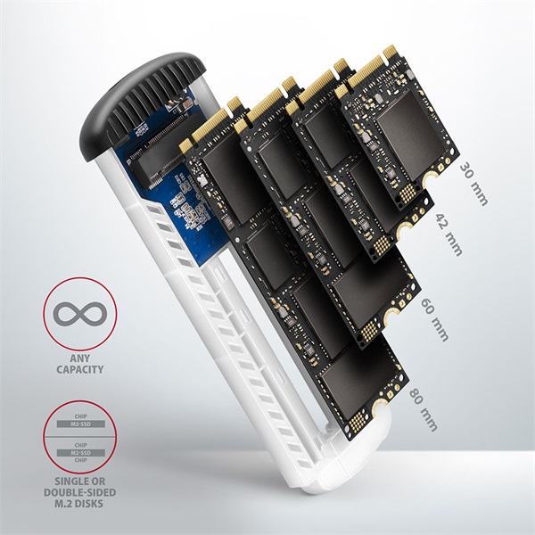 Axagon EEM2-SA USB microB 3.2 Gen1 - M.2 SATA SSD ház (Újracsomagolt)