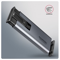 Axagon EEM2-SD2 DISPLAY USB-C 10Gbps M.2 NVMe & SATA SSD külső ház