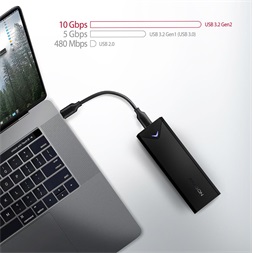 Axagon EEM2-UB2 USB-C 3.2 Gen 2 M.2 NVMe fekete csavar nélküli külső SSD ház