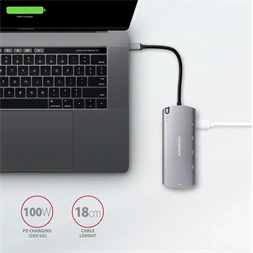 Axagon HMC-6M2 SUPERSPEED USB-C COMBO ezüst-fekete  6in1 hub