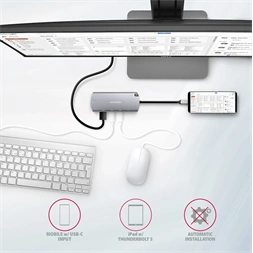 Axagon HMC-6M2 SUPERSPEED USB-C COMBO ezüst-fekete  6in1 hub