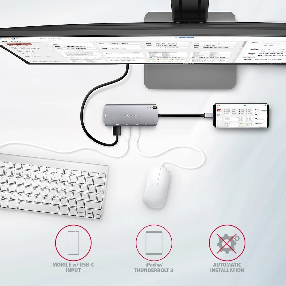 Axagon HMC-6M2 SUPERSPEED USB-C COMBO ezüst-fekete  6in1 hub