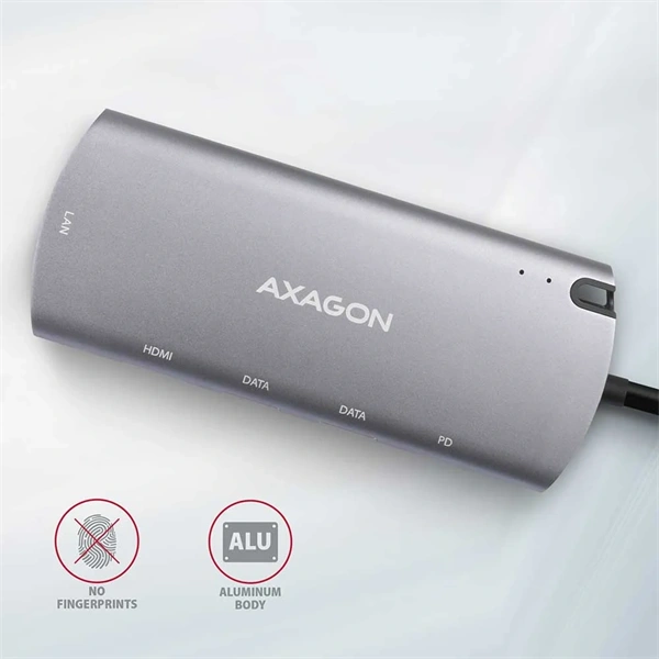 Axagon HMC-6M2 SUPERSPEED USB-C COMBO ezüst-fekete  6in1 hub
