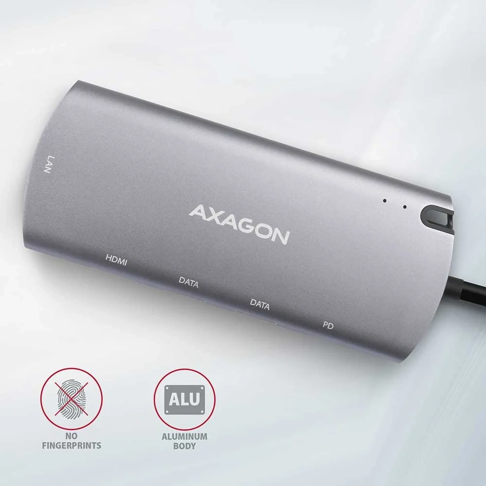 Axagon HMC-6M2 SUPERSPEED USB-C COMBO ezüst-fekete  6in1 hub