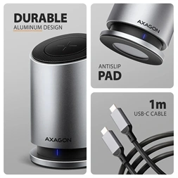 Axagon HMC-WL9 USB-C 10 Gbps 9in1 hub vezeték nélküli töltéssel
