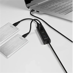 Axagon HUE-S2BP 4 portos USB3.0 gyorstöltő hosszú kábeles HUB tápegységgel