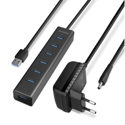 Axagon HUE-SA7BP 7 portos USB3.0 gyorstöltő fekete HUB