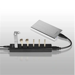 Axagon HUE-SA7BP 7 portos USB3.0 gyorstöltő fekete HUB