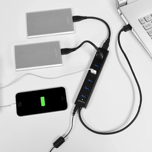 Axagon HUE-SA7BP 7 portos USB3.0 gyorstöltő fekete HUB