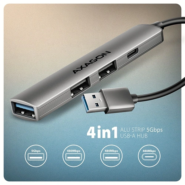 Axagon HUE-STA ALU STRIP USB-A 4 port hub