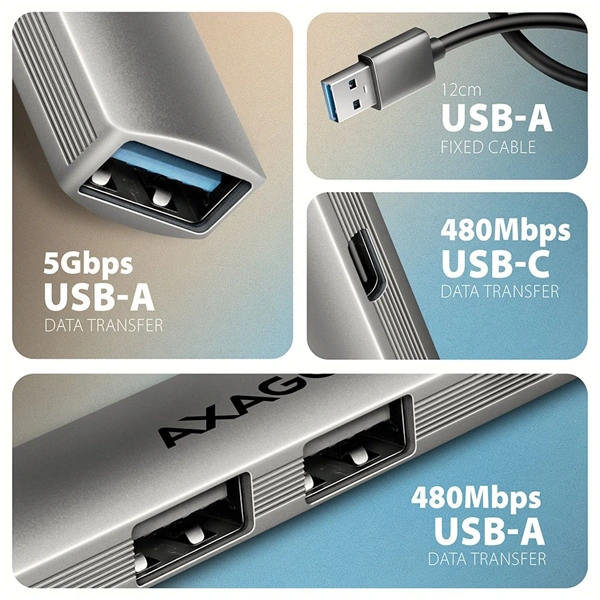 Axagon HUE-STA ALU STRIP USB-A 4 port hub