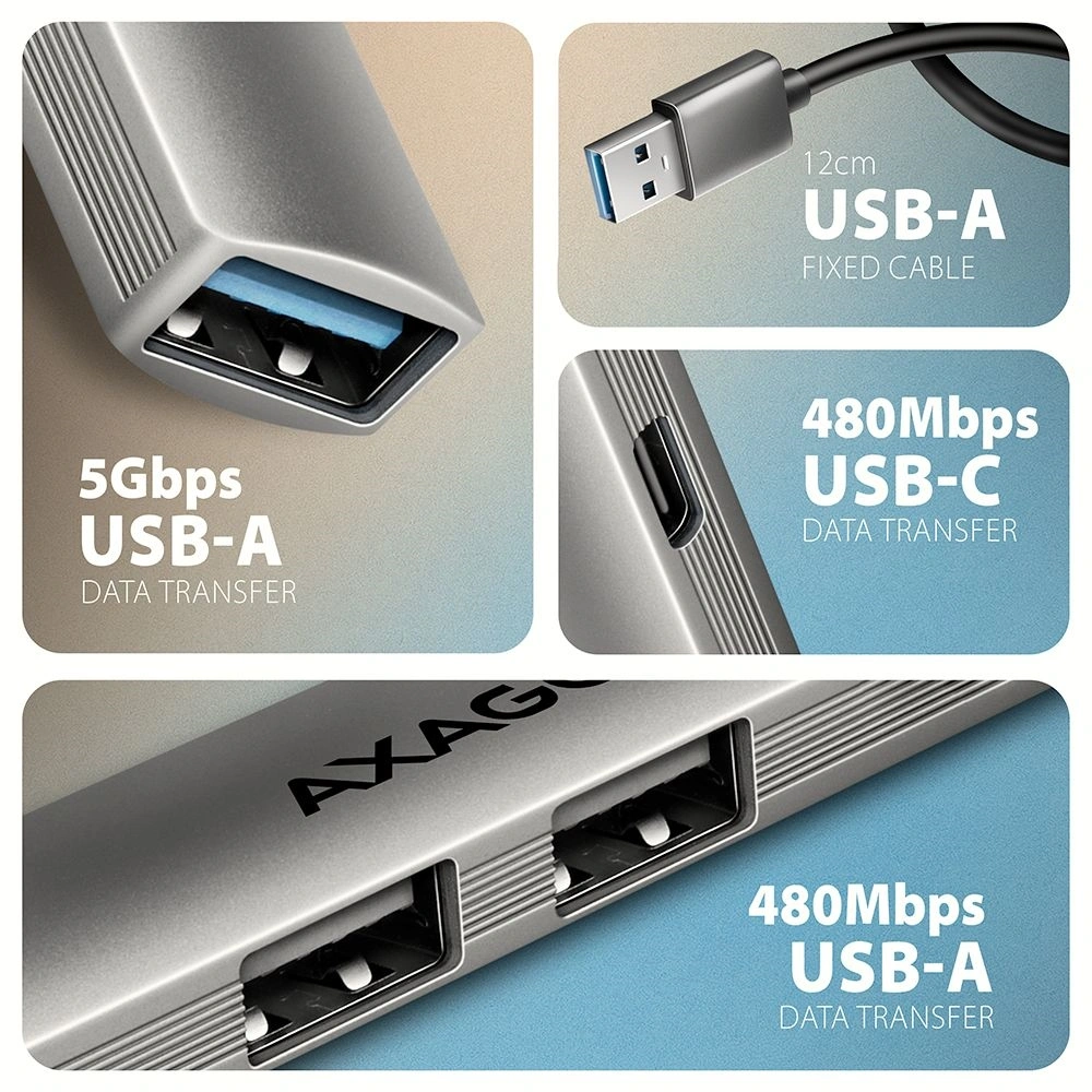 Axagon HUE-STA ALU STRIP USB-A 4 port hub
