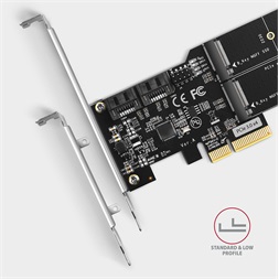 Axagon PCES-SA4M2 2db belső SATAIII portos + 2db SATA M.2 foglalat PCI-Express kártya
