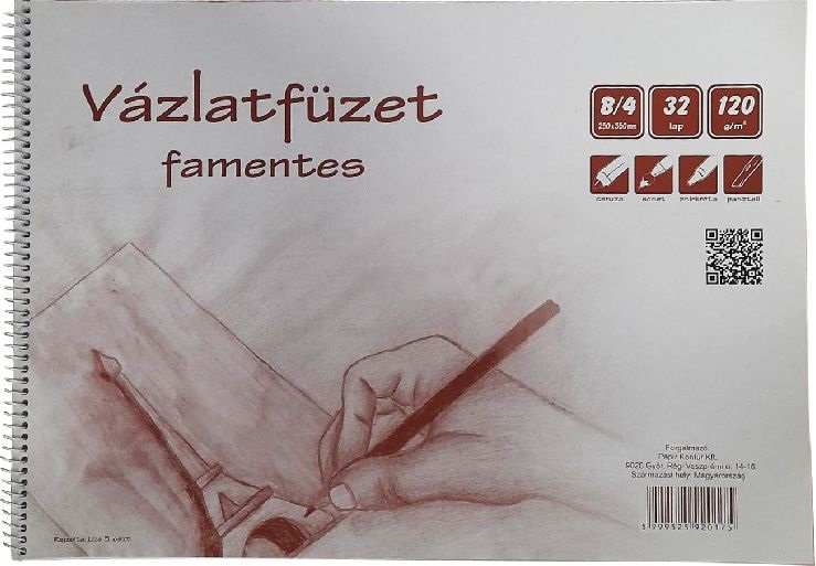 B4 famentes vázlatfüzet