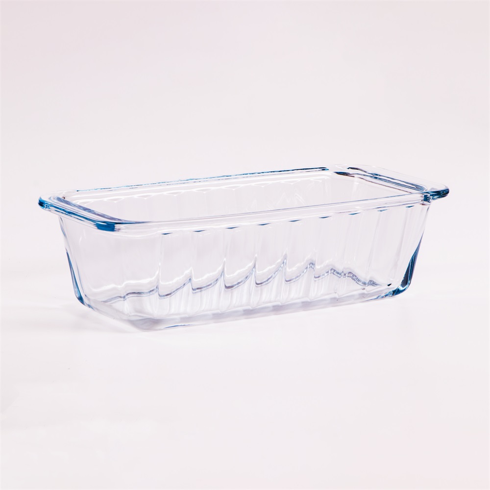 BORCAM négyzetes bordázott kenyérsütő hőálló üvegedény fogóval  1.120ml, 250*115*70mm 