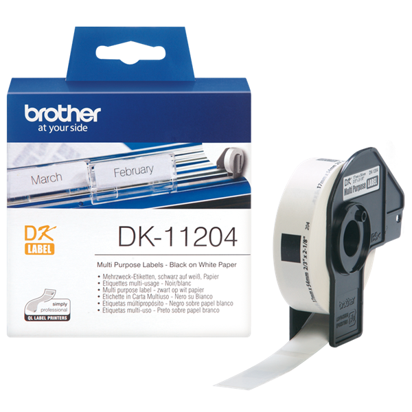 Brother DK-11204 fehér/fekete 400 db elővágott etikett címke