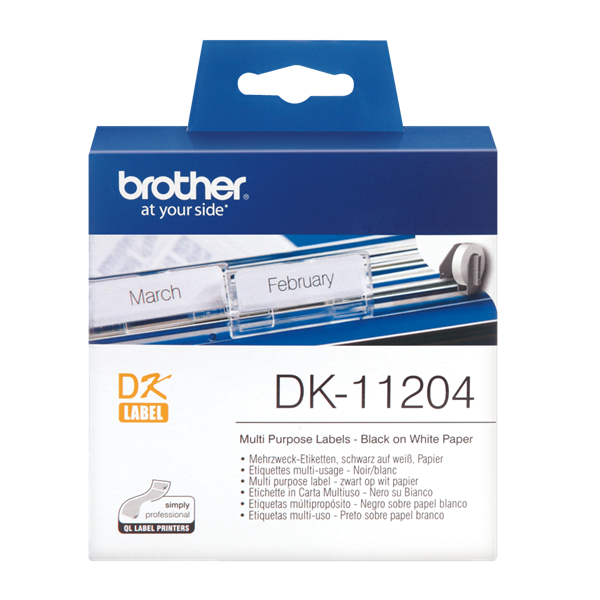 Brother DK-11204 fehér/fekete 400 db elővágott etikett címke