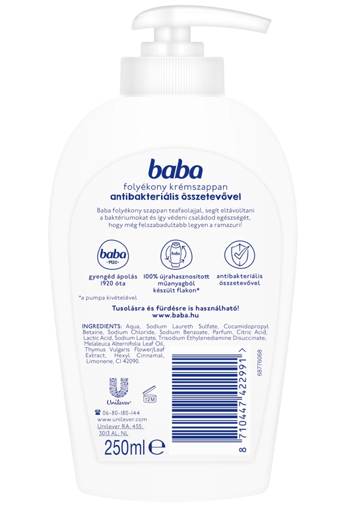 Baba 250 ml folyékony szappan antibakteriáli hatású teafaolajjal