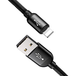 Baseus 3,5A 1,2m USB-A - Lightning/Type-C/MicroUSB tricolor harisnyázott háromágú kábel