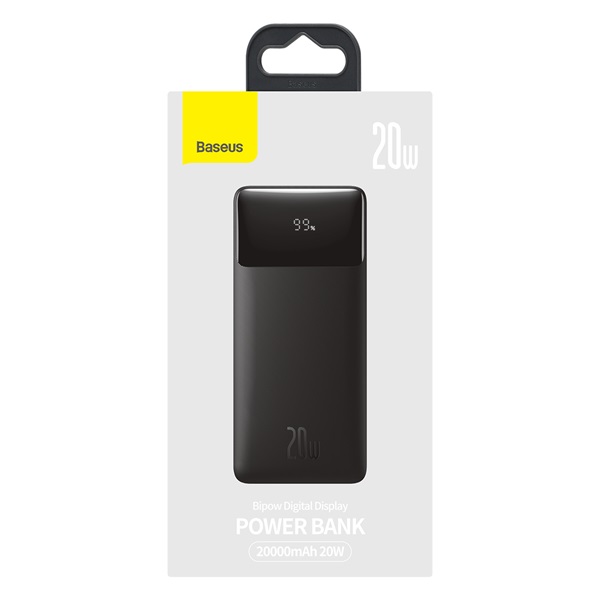 Baseus Bipow PPBD050402 30.000 mAh, 20W, fehér ( Micro-USB kábel, 25cm) kijelzős Power Bank