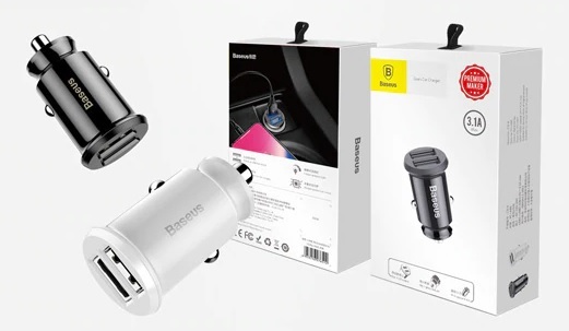 Baseus Grain 3,1A dual USB fekete autós töltő