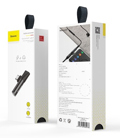 Baseus L41 USB Type-C - Type-C + 3.5mm fekete elosztó