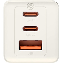 Baseus P10110812227-Z1 GaN5 65W fehér hálózati adapter 1m USB Type-C kábellel