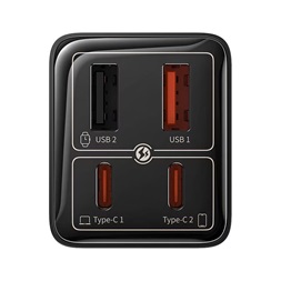 Baseus P10162705112-00 GaN6 Pro 100W EU fekete gyorstöltő adapter 1m USB Type-C - Type-C kábellel