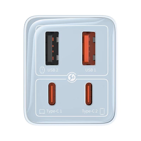 Baseus P10162705312-00 GaN6 Pro 100W EU kék gyorstöltő adapter 1m USB Type-C - Type-C kábellel
