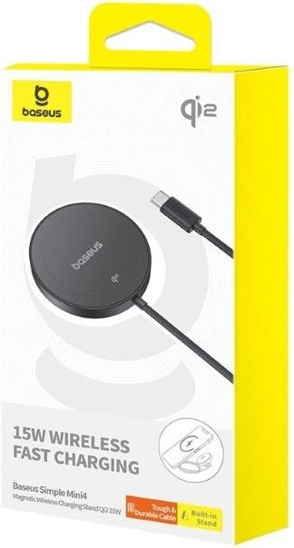 Baseus P10273300121-00 Simple Mini4 Magnetic Qi2 15W univerzális vezeték nélküli fekete töltő