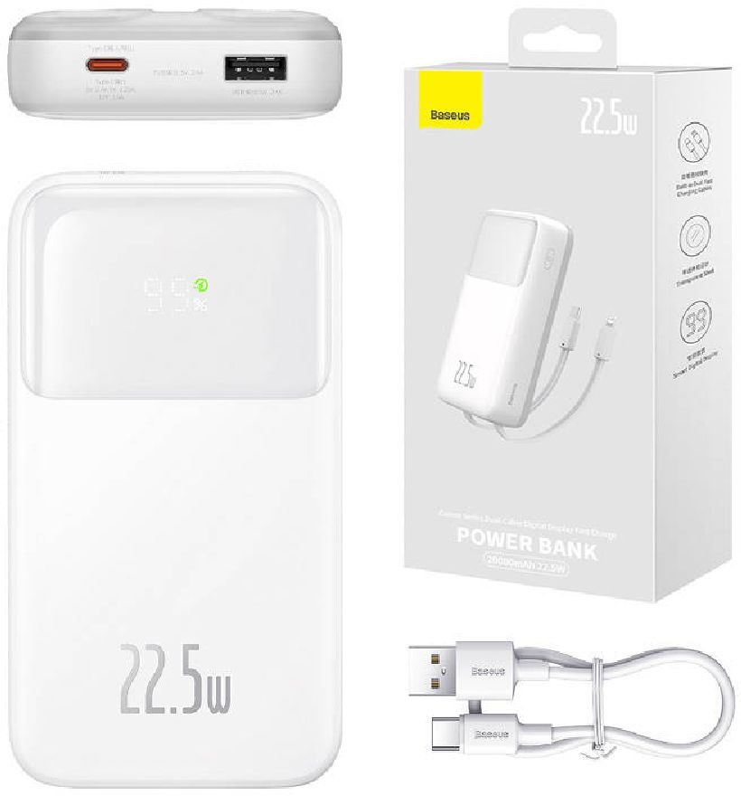 Baseus PPMD020102 Comet 20000mAh 22,5W fehér power bank