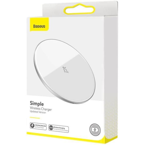 Baseus Simple 15W(Frissített verzió Type-C-hez) WXJK-B02 Fehér vezeték nélküli töltő