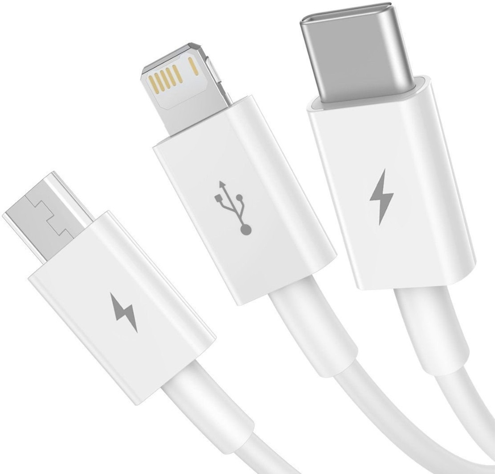 Baseus Superior Series Fast Charging 3,5A 1,2m USB-A - Lightning/Type-C/MicroUSB fehér háromágú kábel