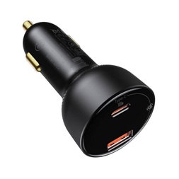 Baseus Superme Digital Display PPS 100W USB Type-A + USB Type-C fekete autós gyorstöltő + 100W 1m Type-C kábel