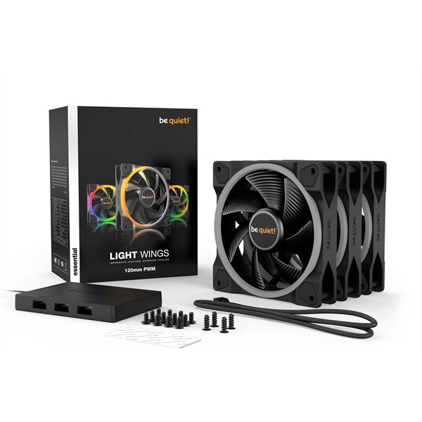 Be Quiet! LIGHT WINGS 3db 120mm PWM ARGB fekete ventilátor
